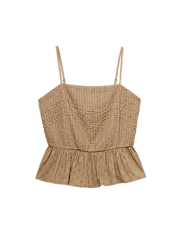 Pure Cotton Embellished Square Neck Cami