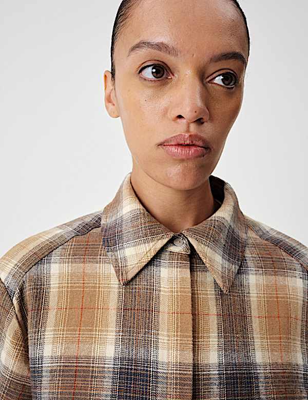 Pure Cotton Flannel Checked Longline Fitted Shirt - NZ