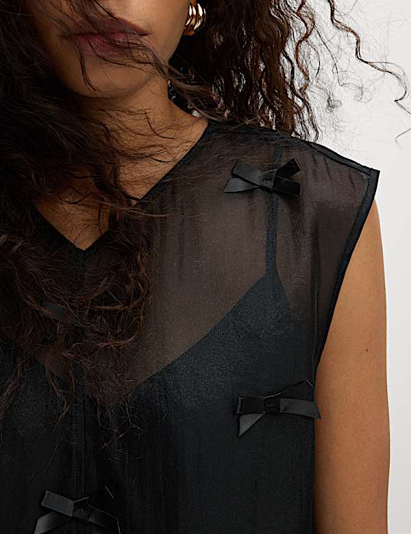 Organza Bow Bubble Hem Top - IT