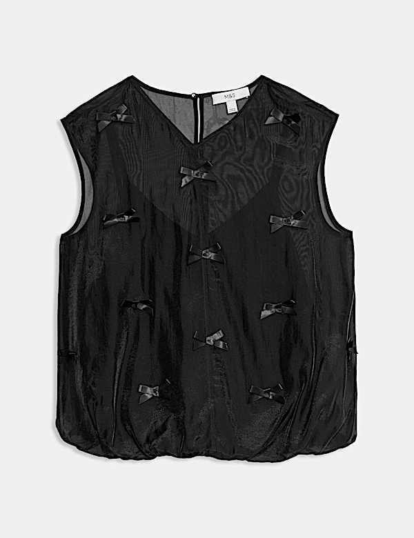 Organza Bow Bubble Hem Top - IT