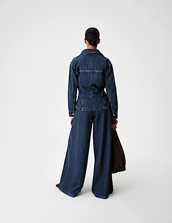 Denim Collared Fitted Panelled Shirt - TW