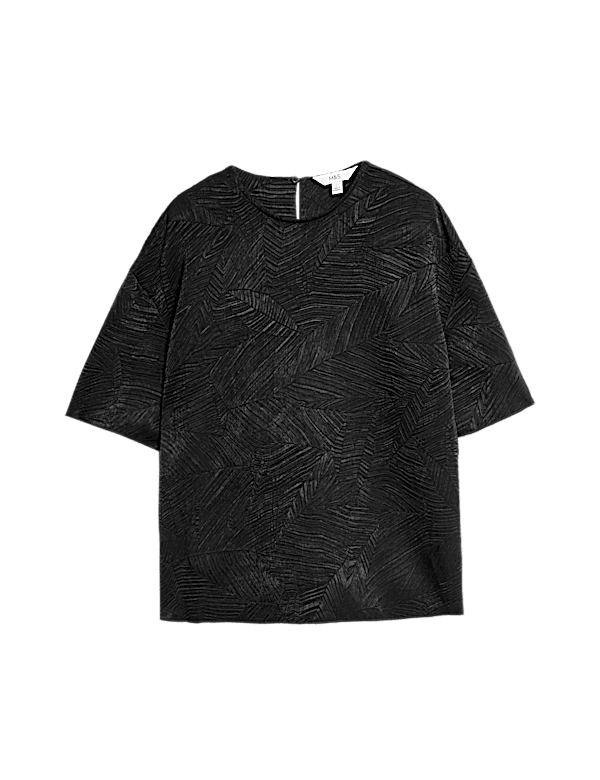 Textured Round Neck T-Shirt