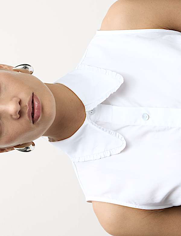 Pure Cotton Frill Detail Collared Shirt