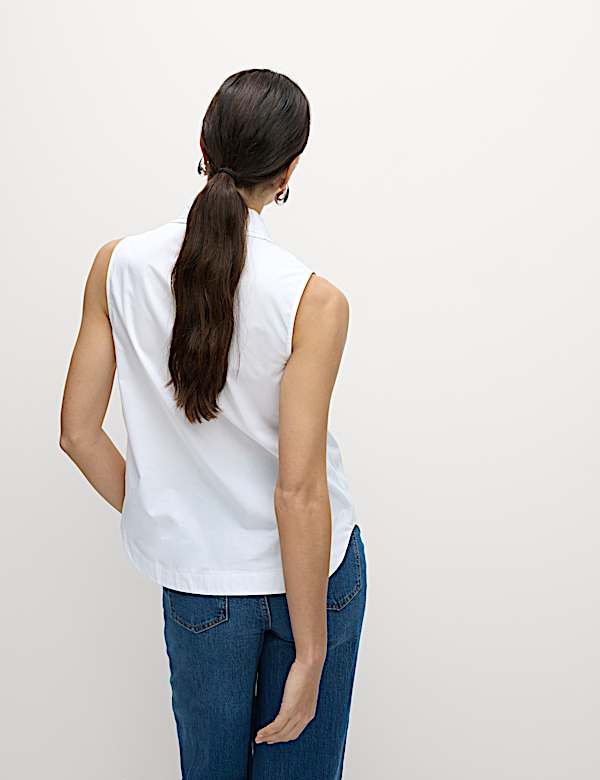 Pure Cotton Frill Detail Collared Shirt