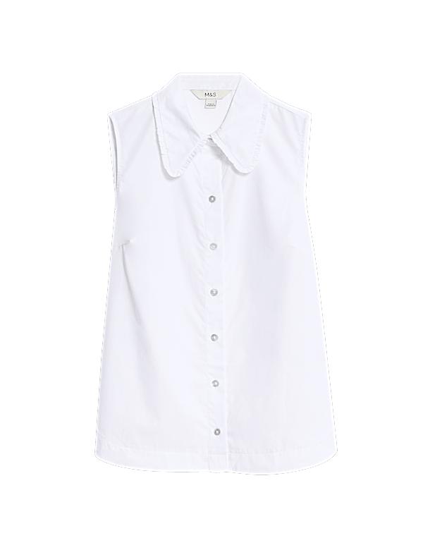 Pure Cotton Frill Detail Collared Shirt