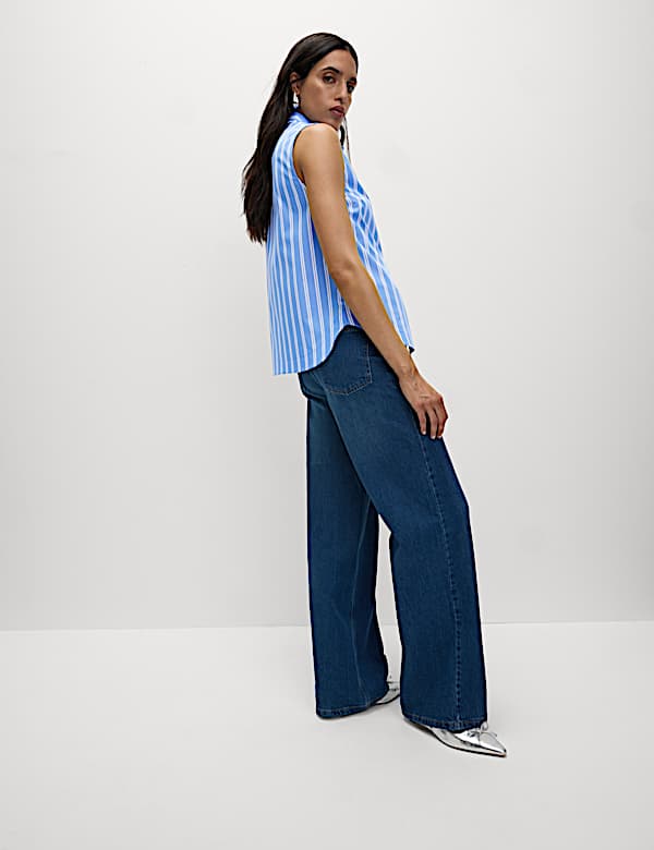 Striped Frill Detail Collared Shirt