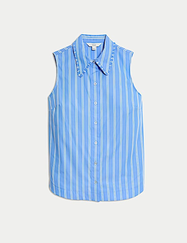 Striped Frill Detail Collared Shirt