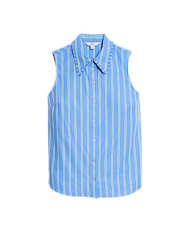 Striped Frill Detail Collared Shirt