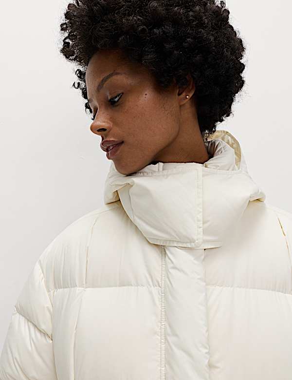 Feather & Down Blouson Hooded Puffer Jacket - JP