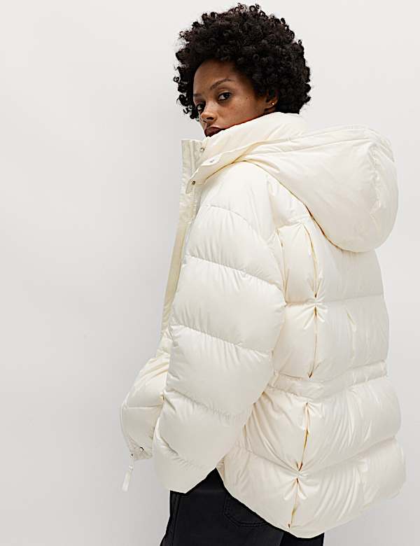 Feather & Down Blouson Hooded Puffer Jacket - JP