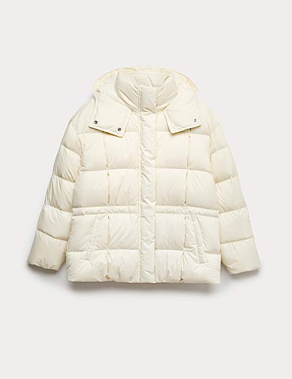 Feather & Down Blouson Hooded Puffer Jacket - JP