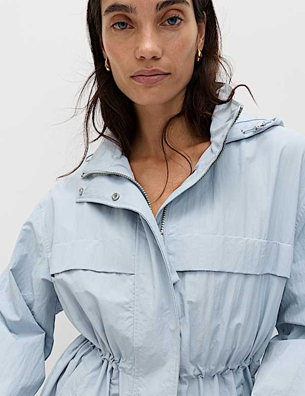Shower Resistant Lightweight Hooded Longline Utility Parka - FR