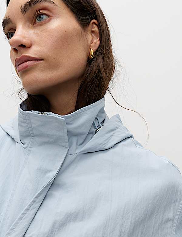 Shower Resistant Lightweight Hooded Longline Utility Parka - FR