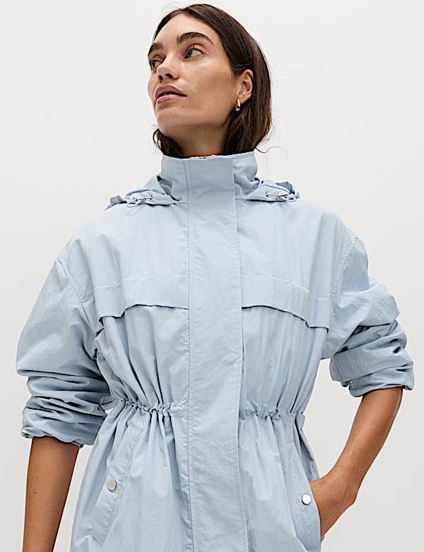 Shower Resistant Lightweight Hooded Longline Utility Parka - FR