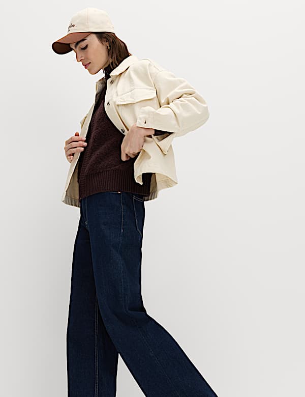 Pure Cotton Denim Relaxed Shacket