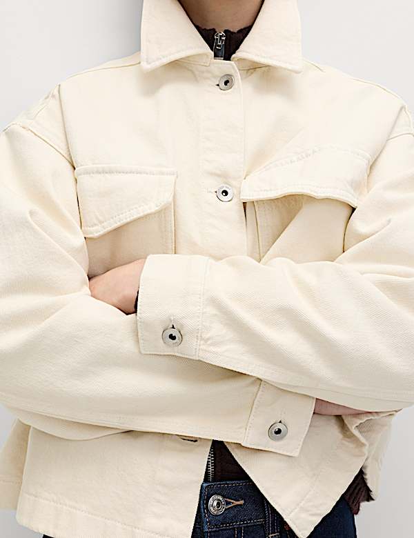 Pure Cotton Denim Relaxed Shacket - JP