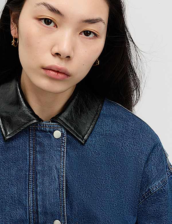 Denim Relaxed Bomber Jacket - HR