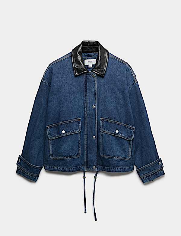 Denim Relaxed Bomber Jacket - HR