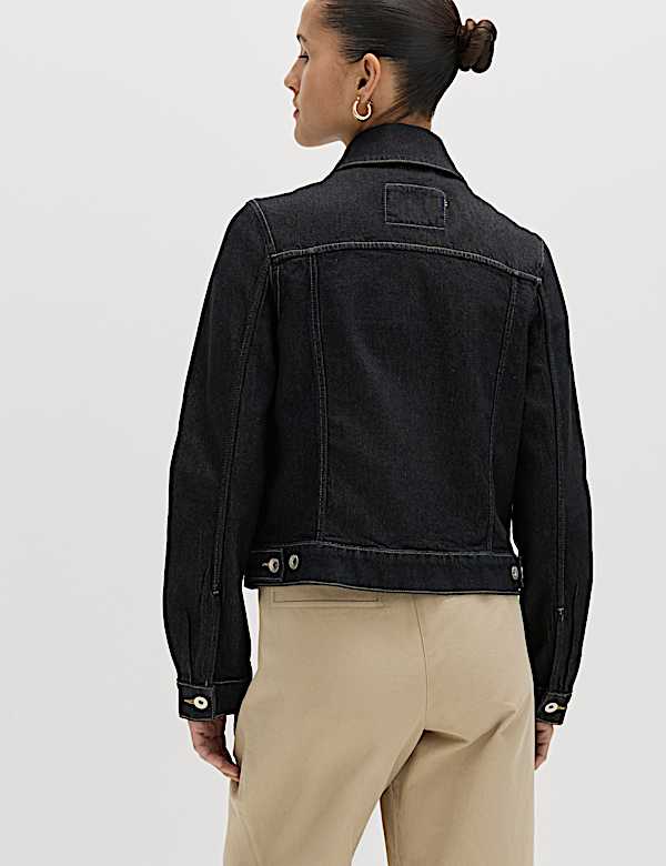 Denim Collared Short Trucker Jacket - SE