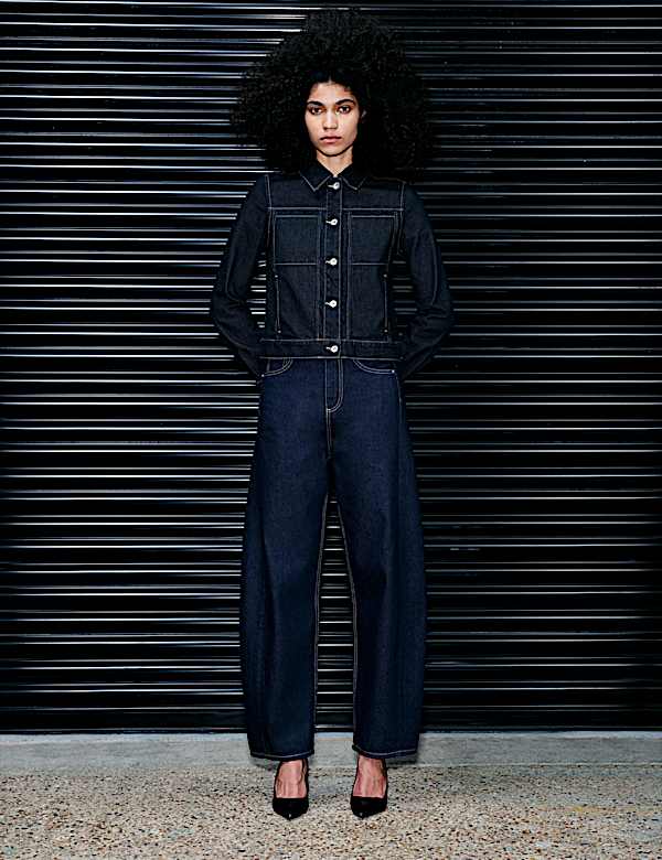 Denim Collared Short Trucker Jacket