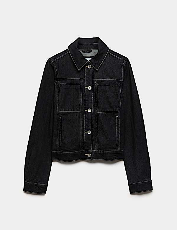 Denim Collared Short Trucker Jacket - SE