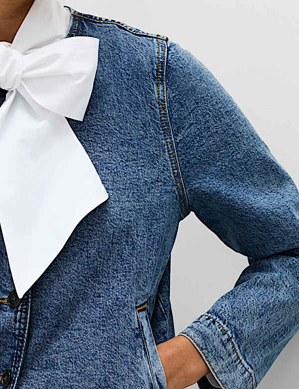 Denim Collarless Jacket