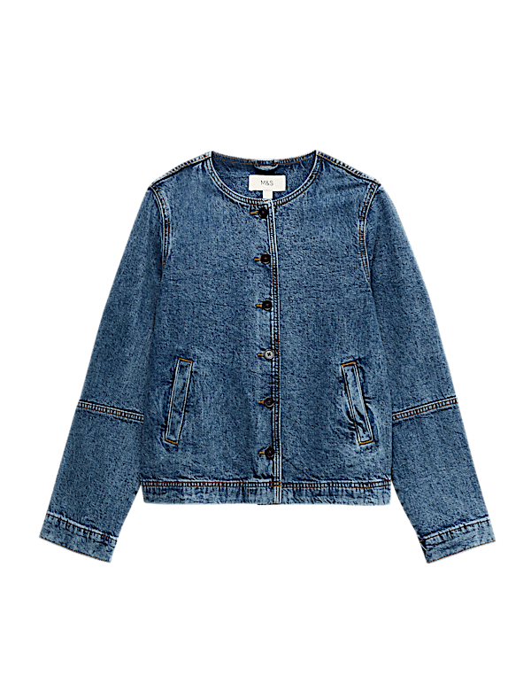 Denim Collarless Jacket