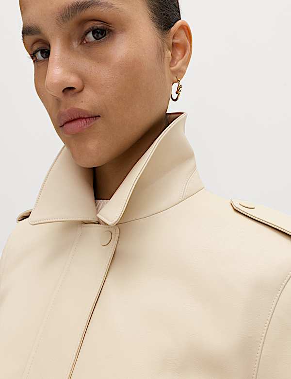 Faux Leather Harrington Jacket - ID