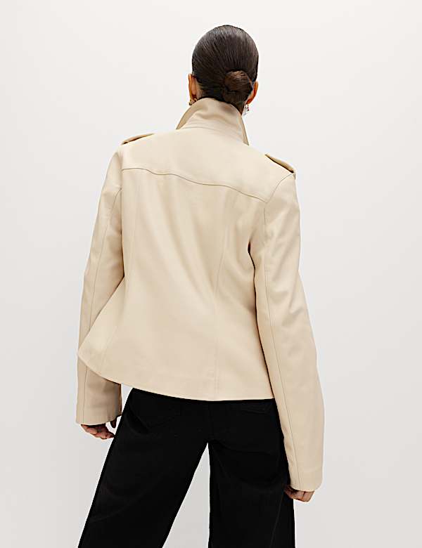 Faux Leather Harrington Jacket - ID