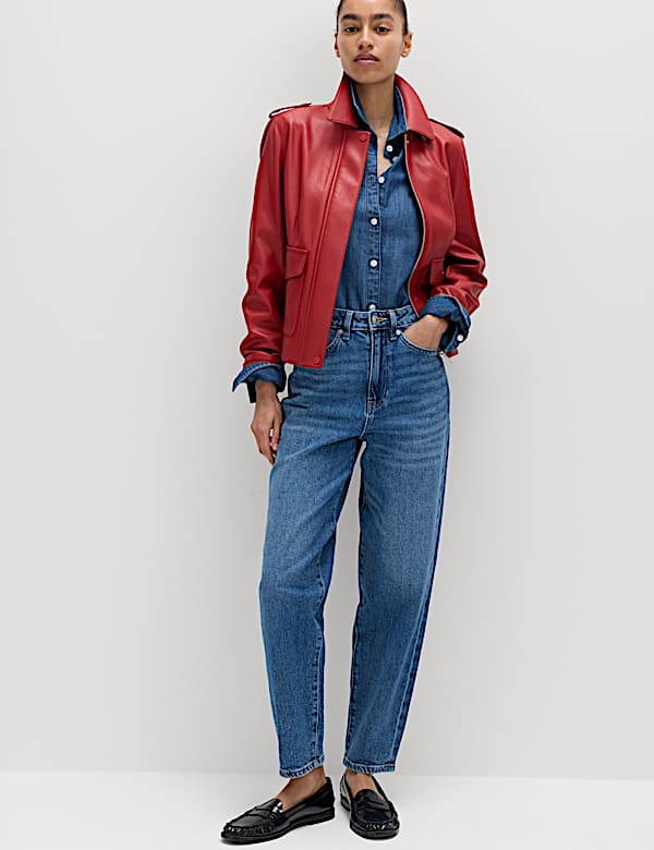 Faux Leather Harrington Jacket - CH