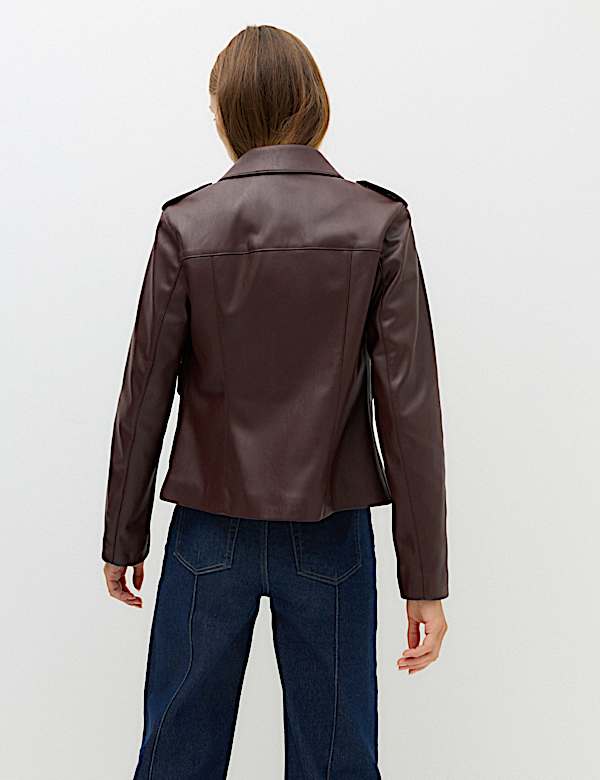 Faux Leather Harrington Jacket - CH
