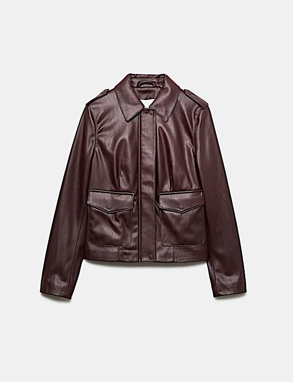 Faux Leather Harrington Jacket - CH