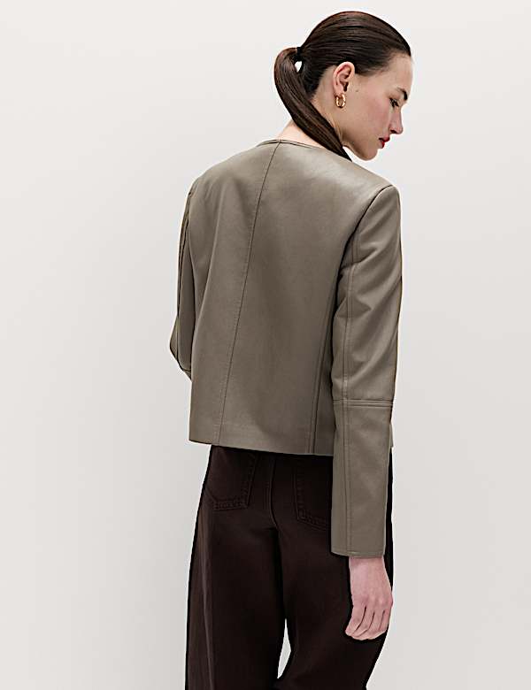 ז'קט דמוי עור ללא צווארון - IL