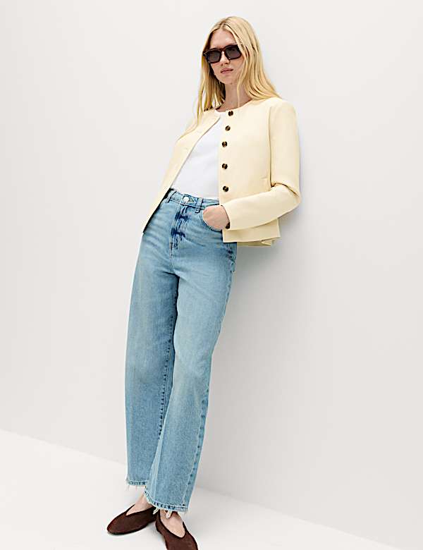 Kragenlose Jacke aus Kunstleder - DE