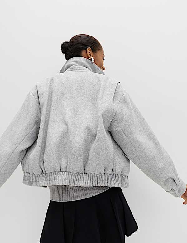 Textured Bomber Jacket with Wool - JP