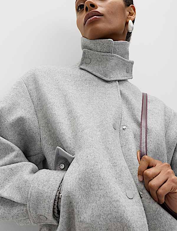 Textured Bomber Jacket with Wool - JP