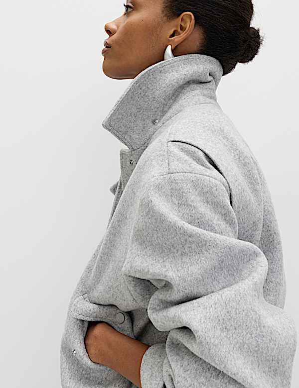 Textured Bomber Jacket with Wool - JP