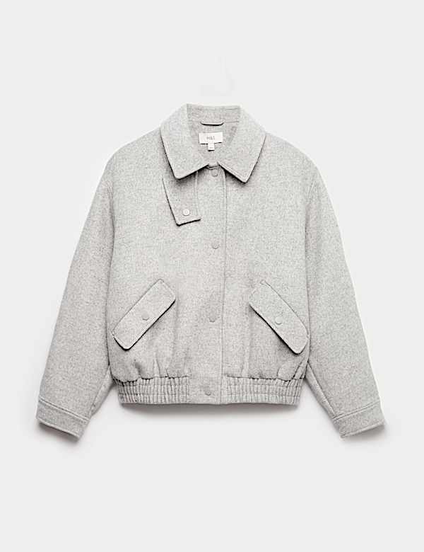 Textured Bomber Jacket with Wool - JP