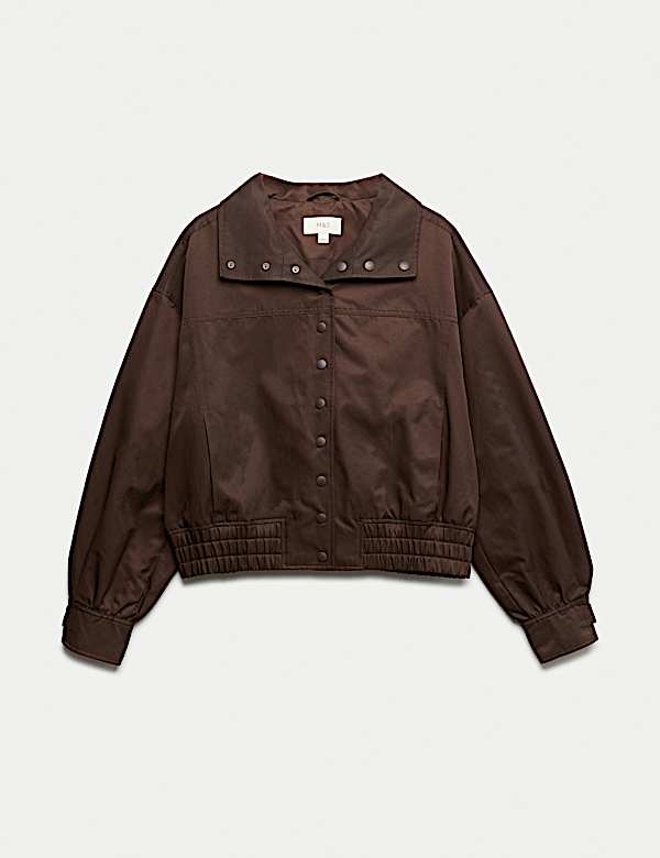 Bomber-Jacke mit hohem Baumwollanteil und Stehkragen - AT