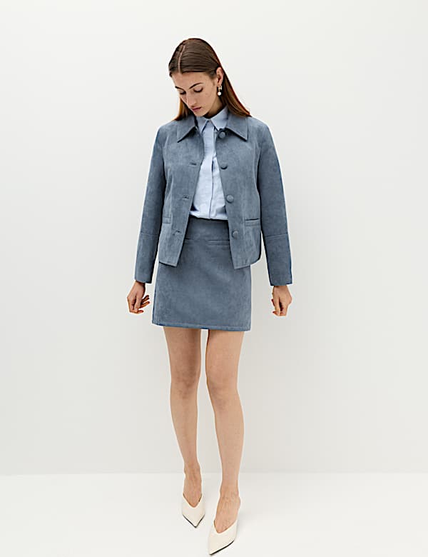 Suedette Button Through Short Jacket - DK