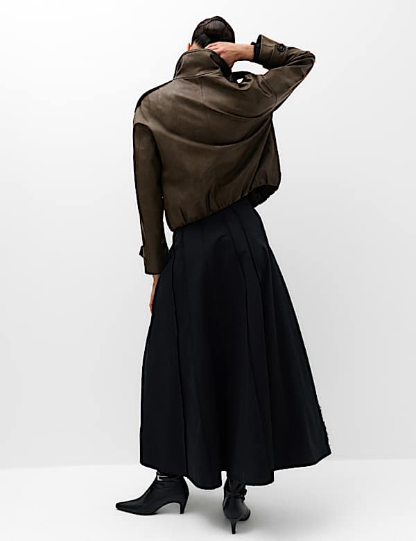 Faux Leather Funnel Neck Biker Jacket - KG