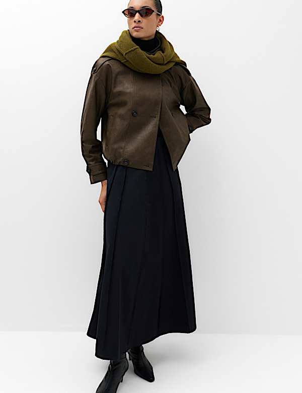 Faux Leather Funnel Neck Biker Jacket - KG
