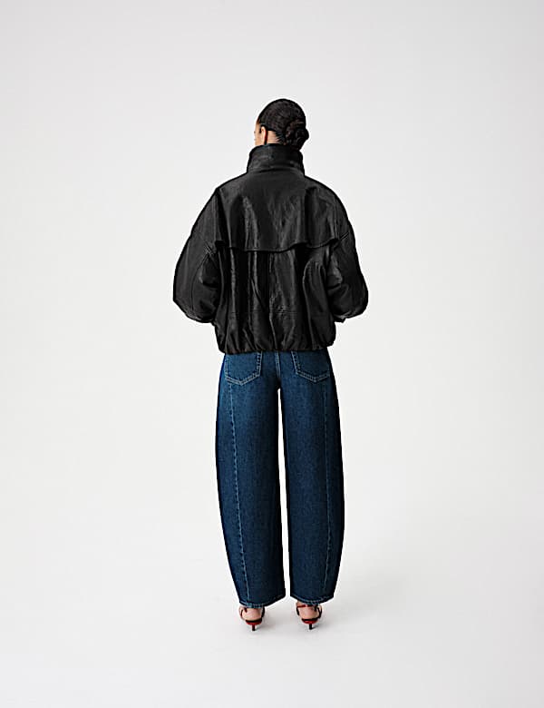 Faux Leather Faux Fur Relaxed Jacket - RS