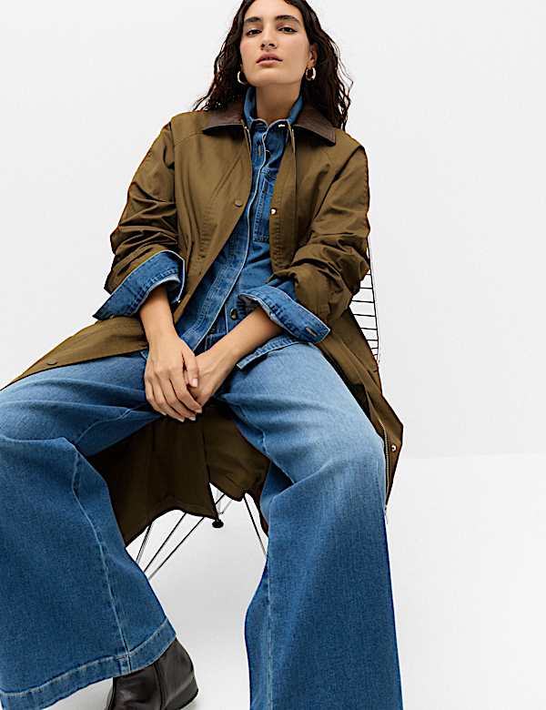 Pure Cotton Waxed Longline Cape Parka - JO