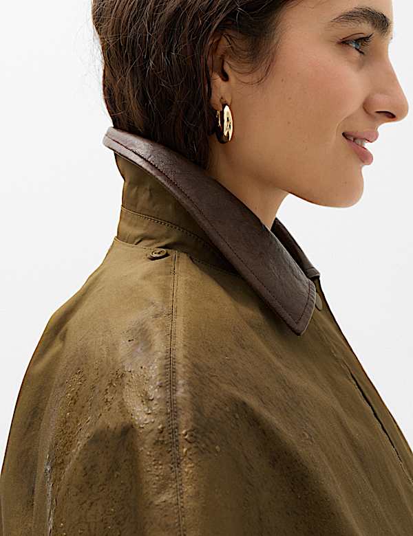 Pure Cotton Waxed Longline Cape Parka - JO