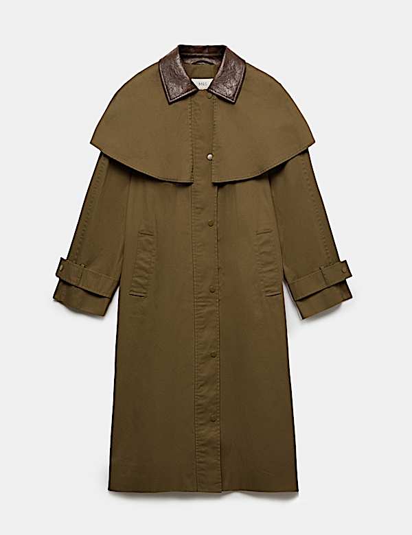 Pure Cotton Waxed Longline Cape Parka - JO