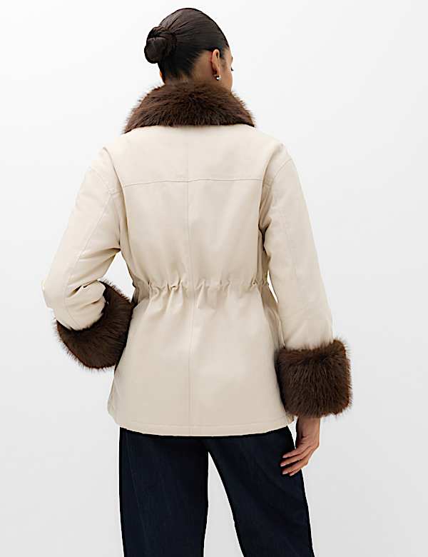 Pure Cotton Waisted Faux Fur Trim Parka - RS