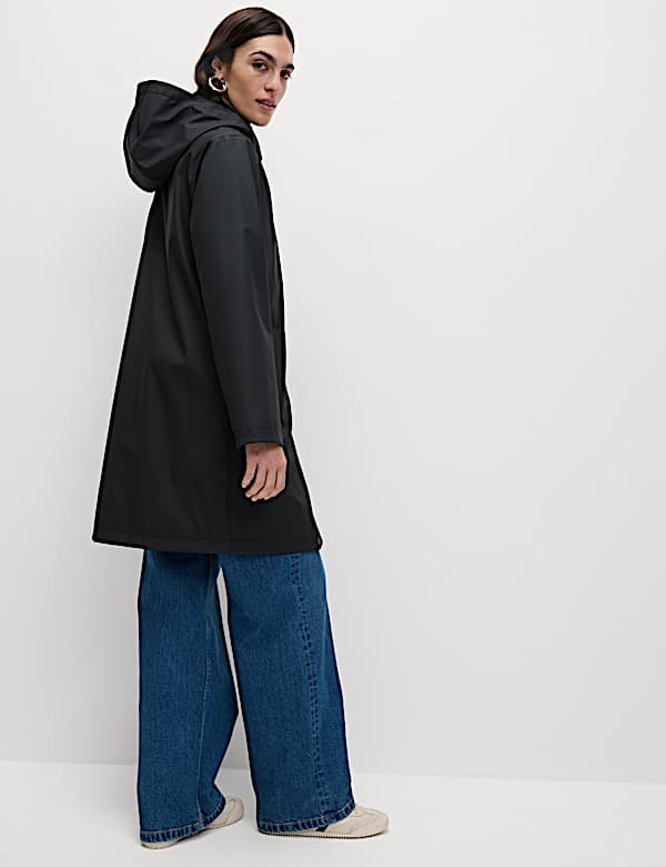 Rubber Funnel Neck Rain Parka Coat - NL