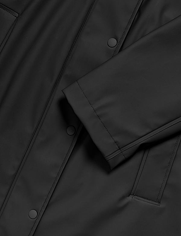 Rubber Funnel Neck Rain Parka Coat - NL