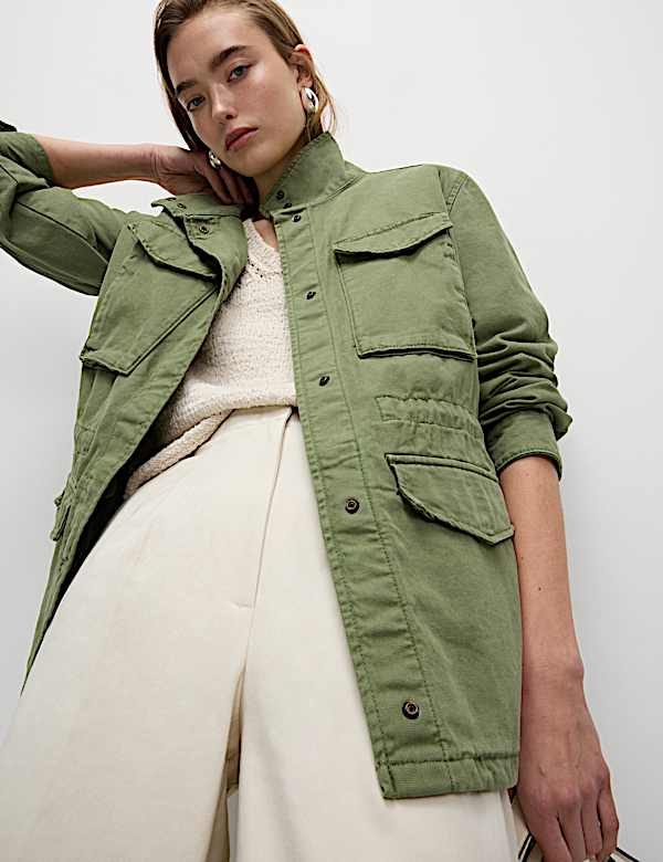 Pure Cotton Lightweight Utility Jacket - GR
